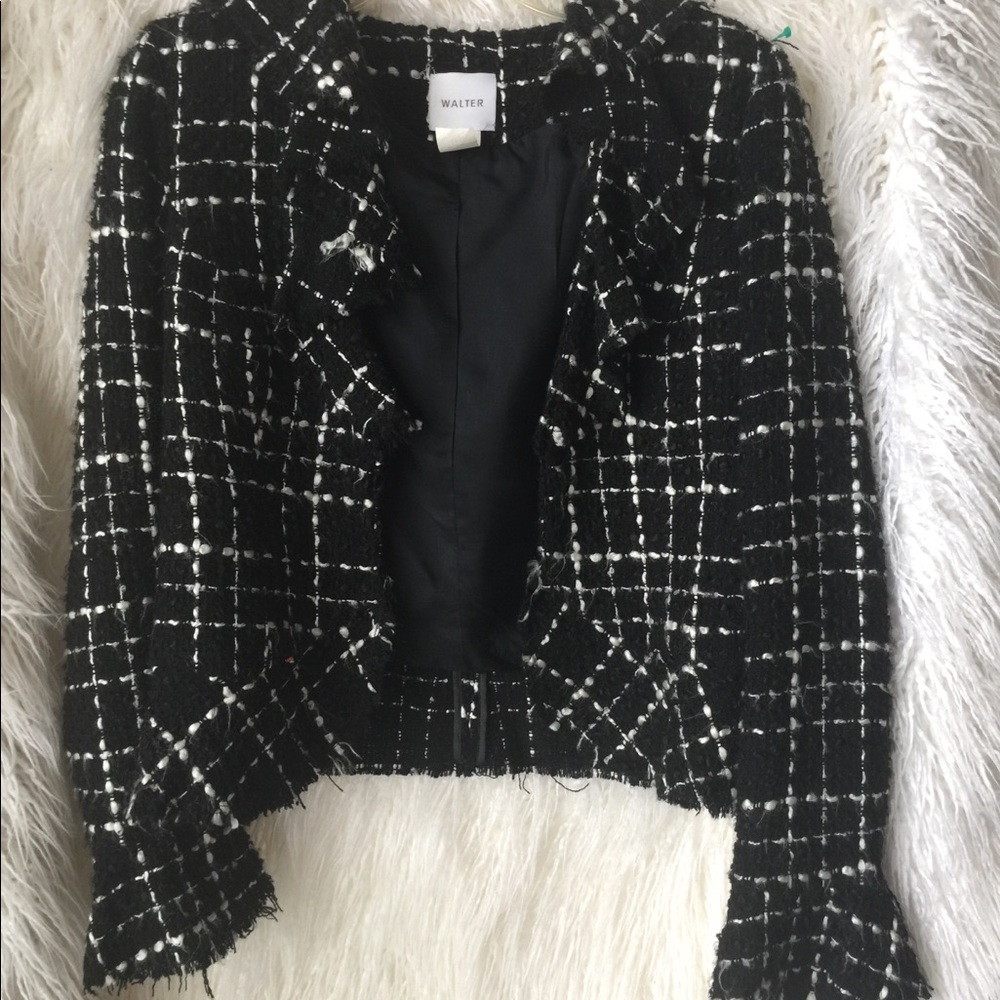 Black Plaid Blazer Jacket